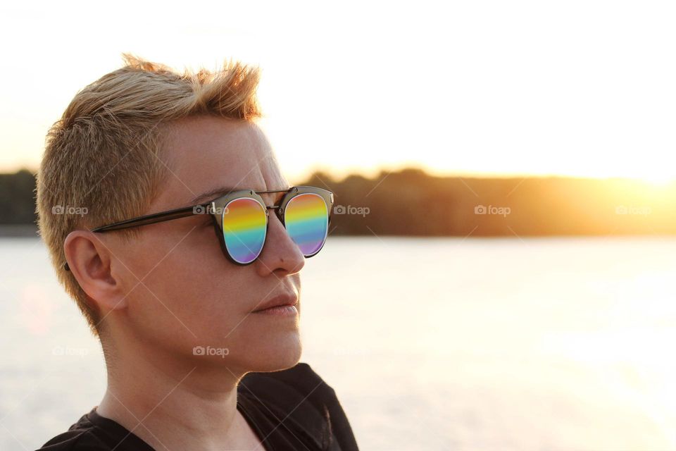 Colorful sunglasses portrait