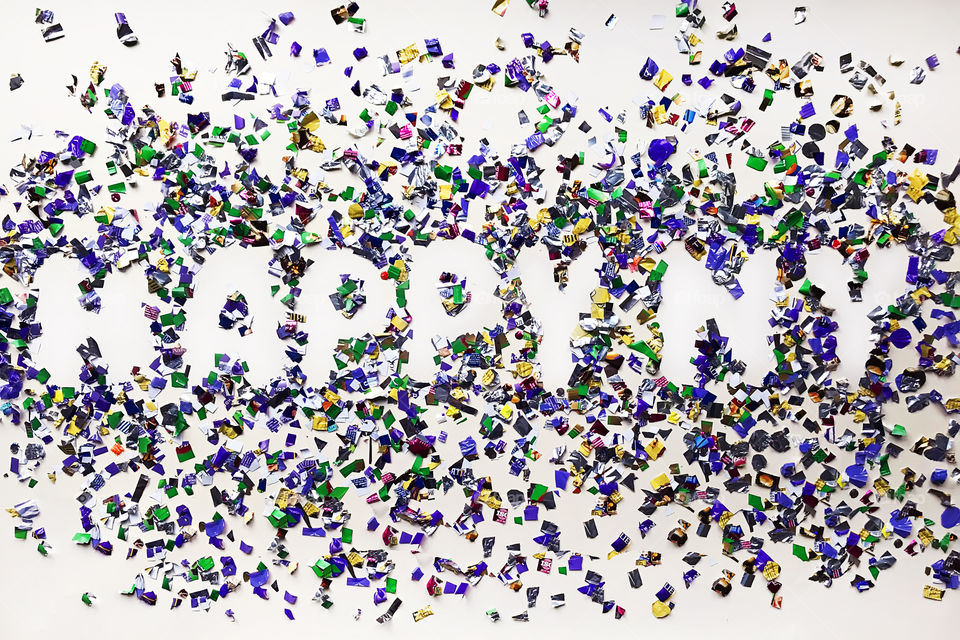 Happy new year made of confetti 