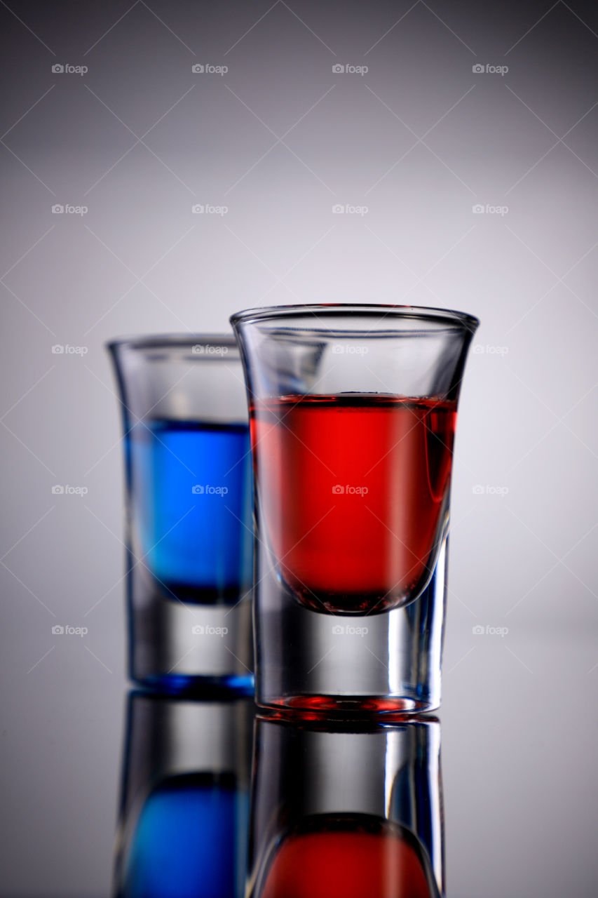 Red and blue drinks