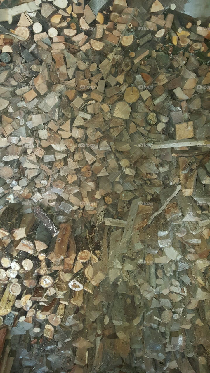 Full frame of woodpile in forest