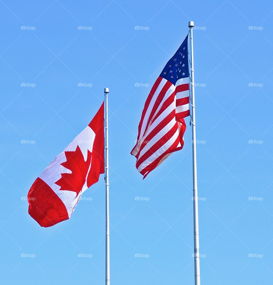 Canadian and American Flags