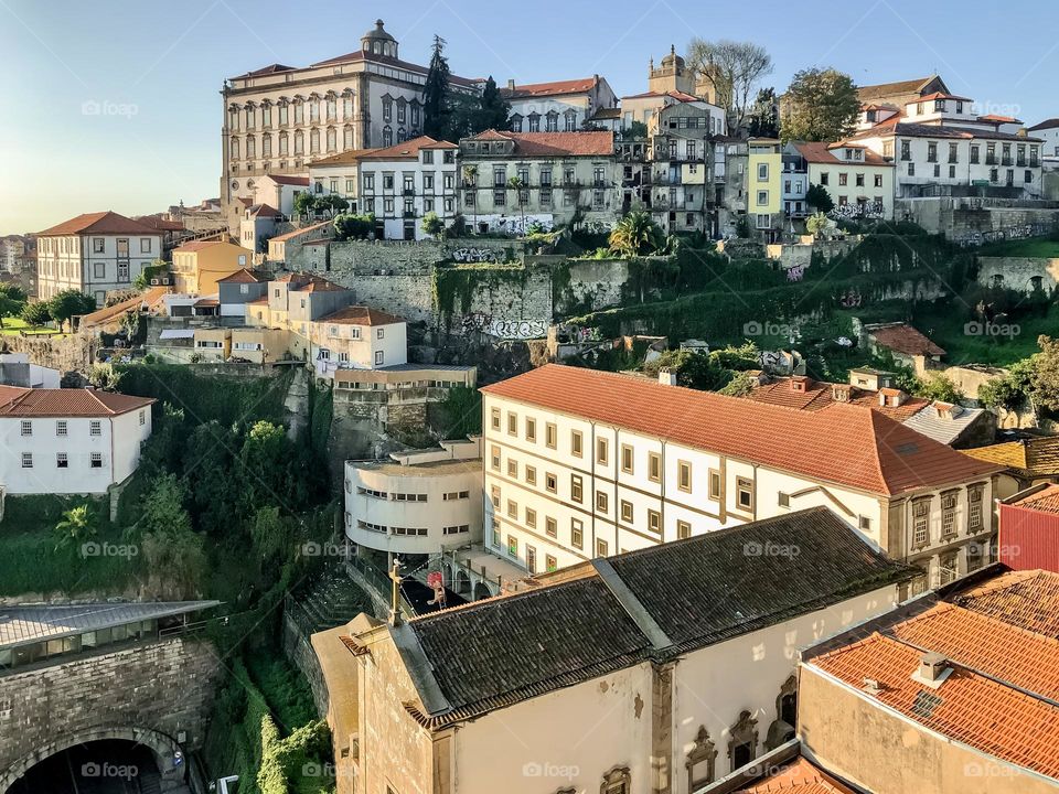 Architecture of Porto in the late afternoon sun