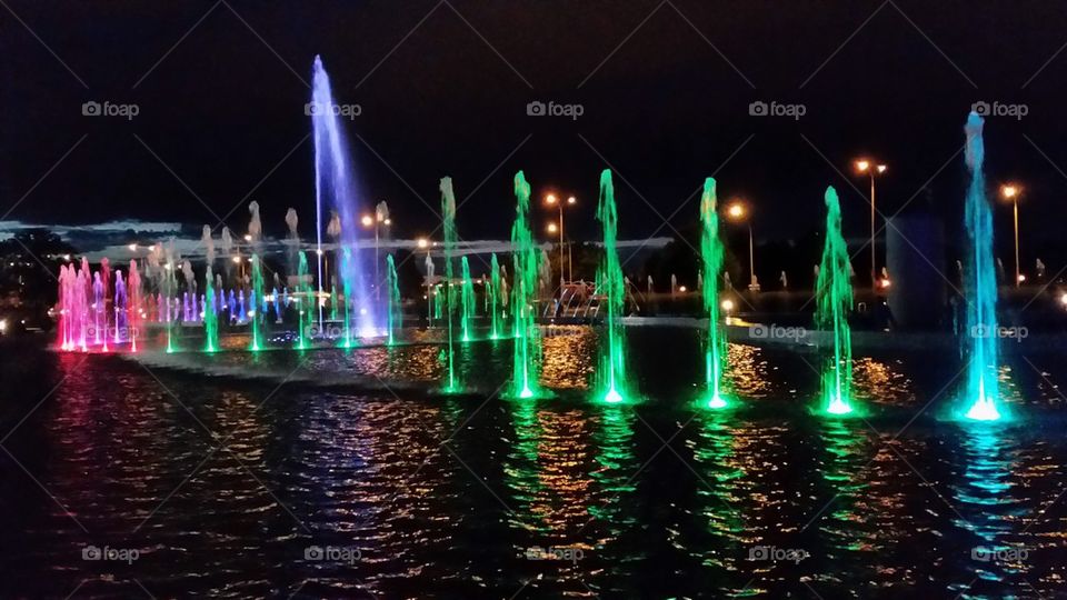Fountain in Warsaw. Colourful Poland