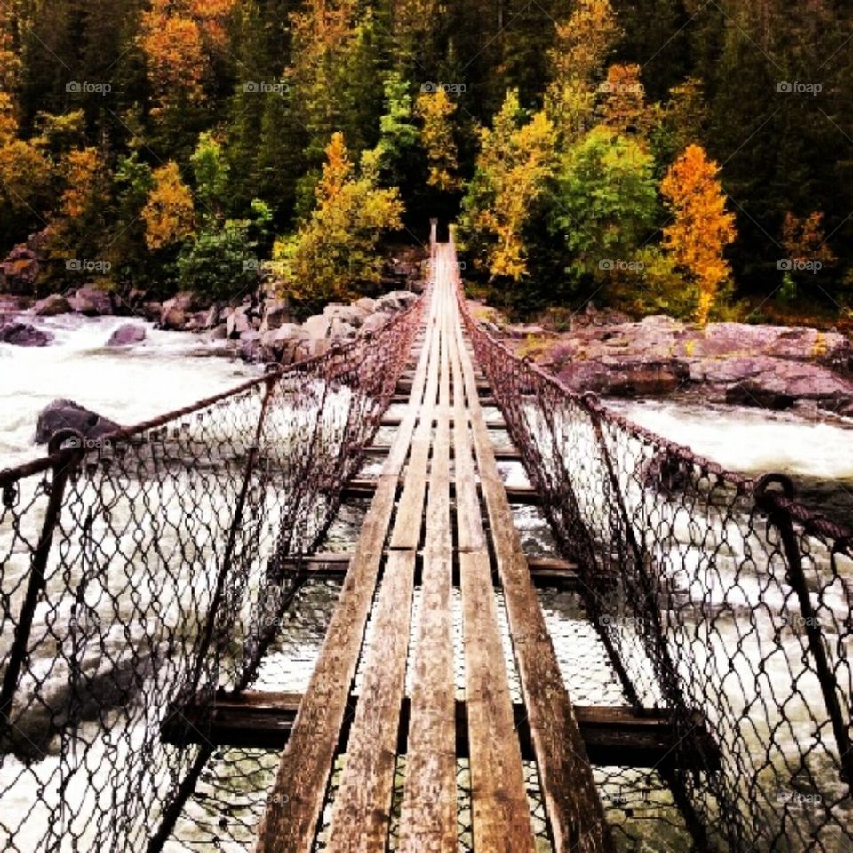 Old bridge across a mountain lake!