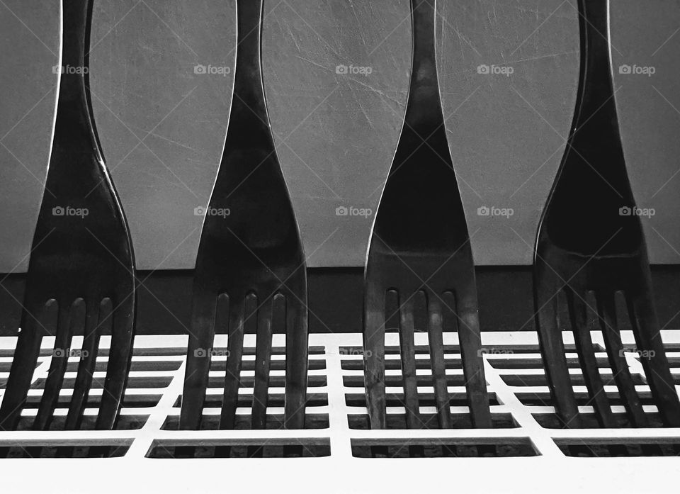 Fork mission: abstract ordinary extraordinary, black&white monochrome 