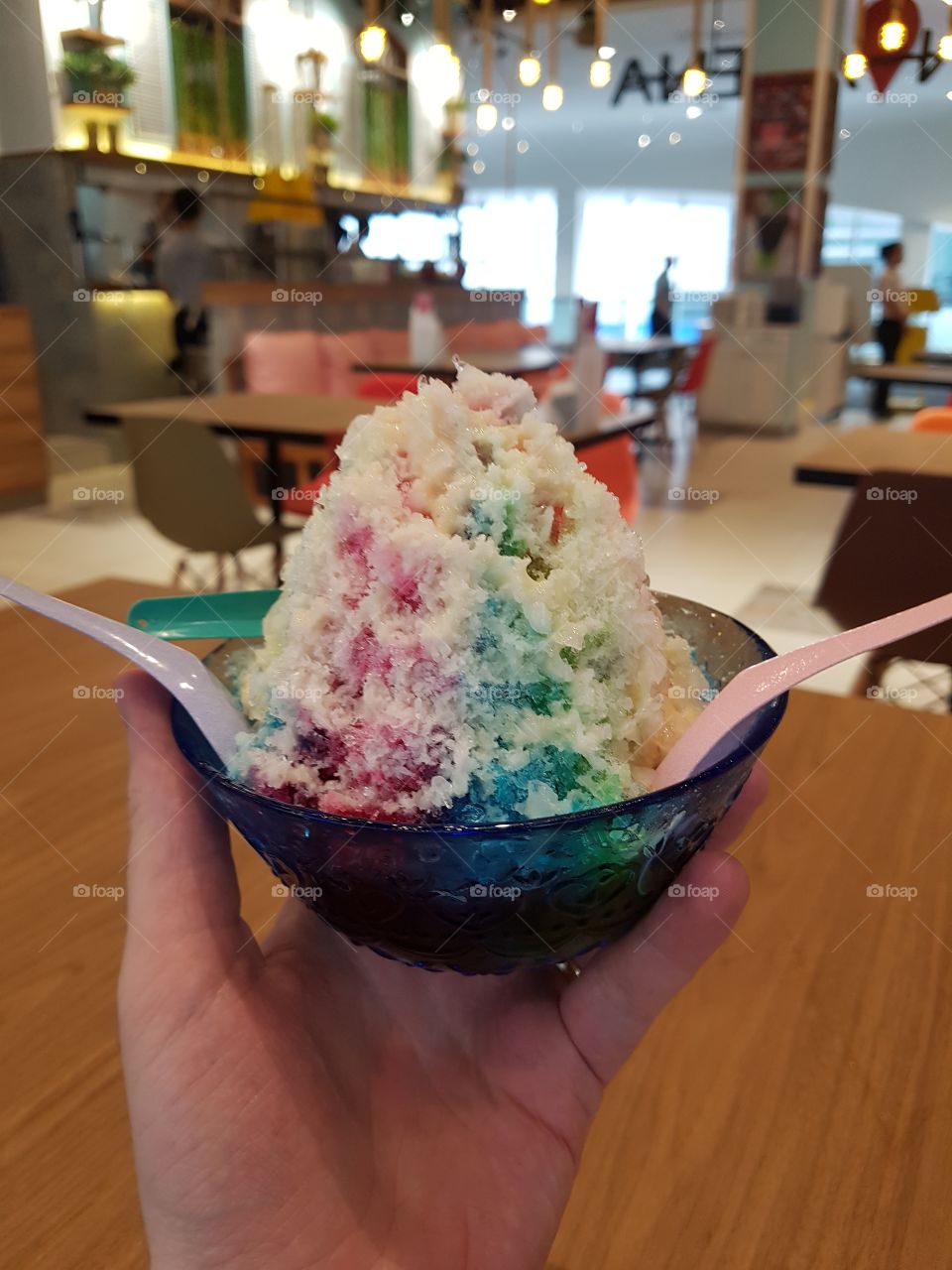 close up of colorful bingsu Korean ice cream