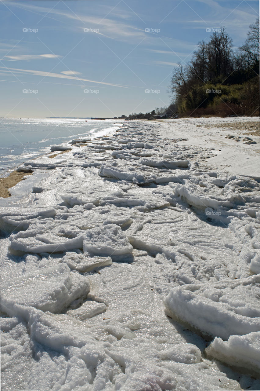 Frozen beach on Chesapeake Bay
