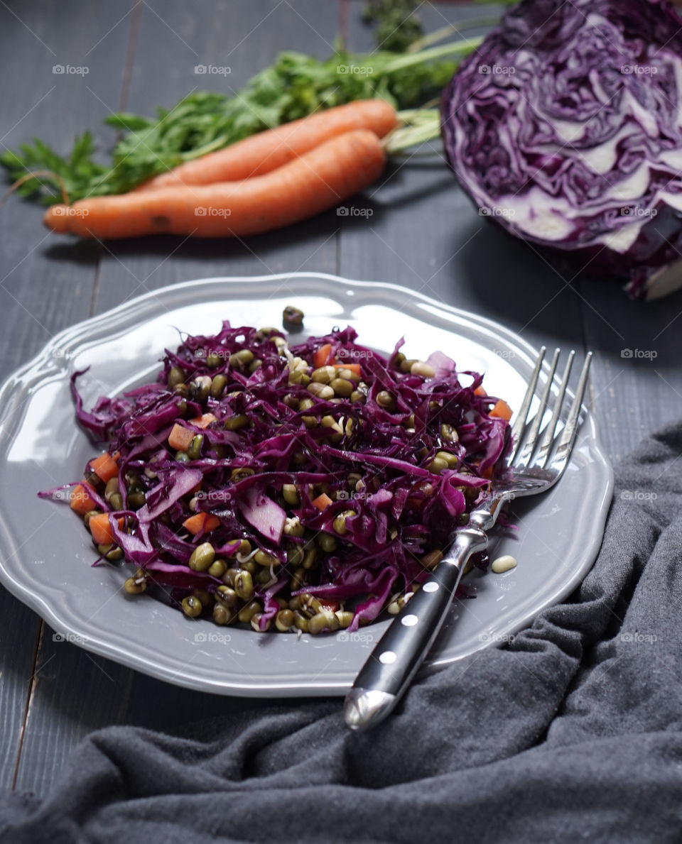 Red cabbage salad in plate