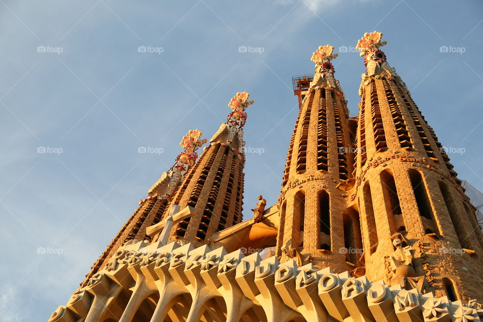Sagrada Familia at golden hour 