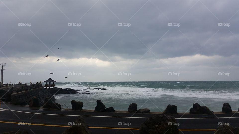 Stormy weather. 
Jeju Island, South Korea