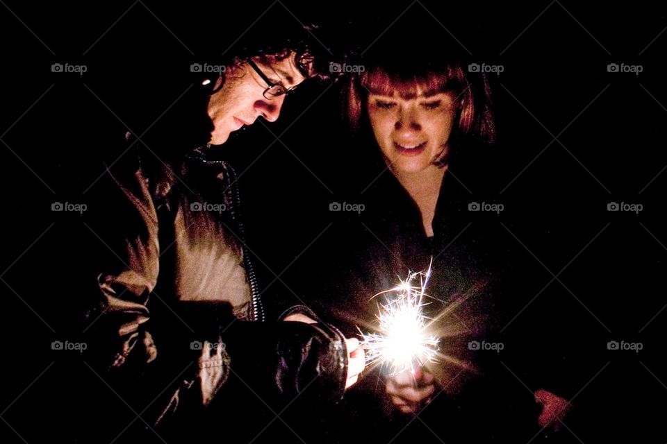 Lighting a sparkler