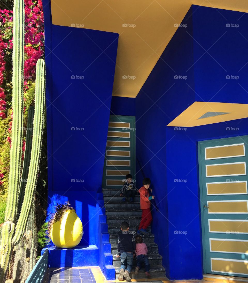 Playing on the stairs