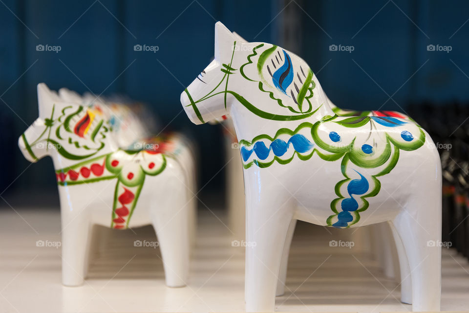 Dala Horse. Dalecarian Horse. Must have handmade and painted wooden souvenir, toy from Sweden.
