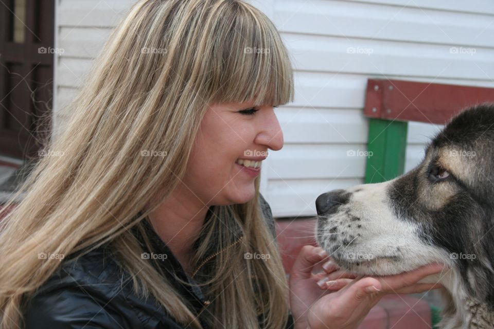 Portrait, Woman, Cute, Girl, Dog