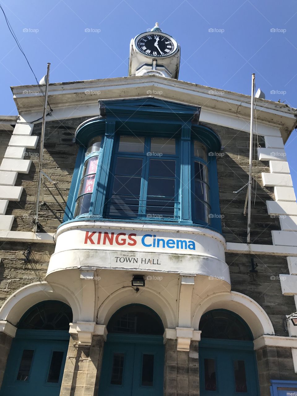 A cinema at a Town Hall location with a beautiful clock, quite a combination.