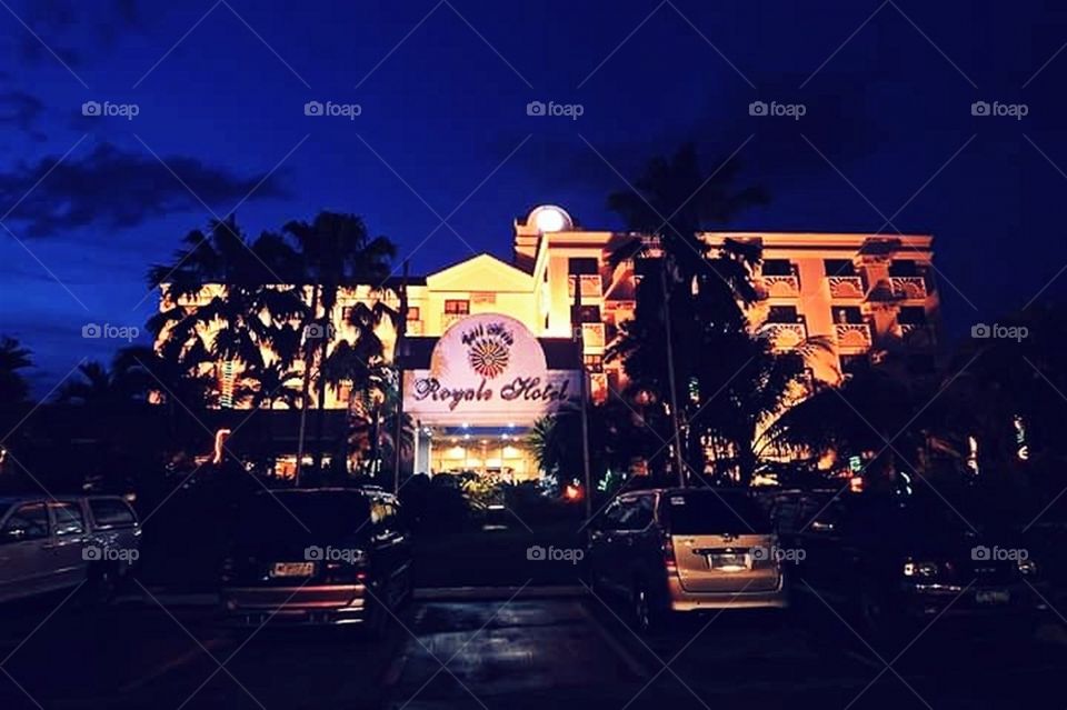 A Distant Night View of a Hotel