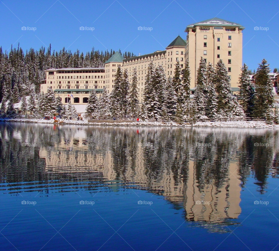 snow lake hotel reflection by kshapley