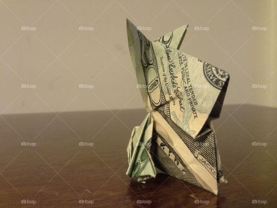 A small rabbit made of money