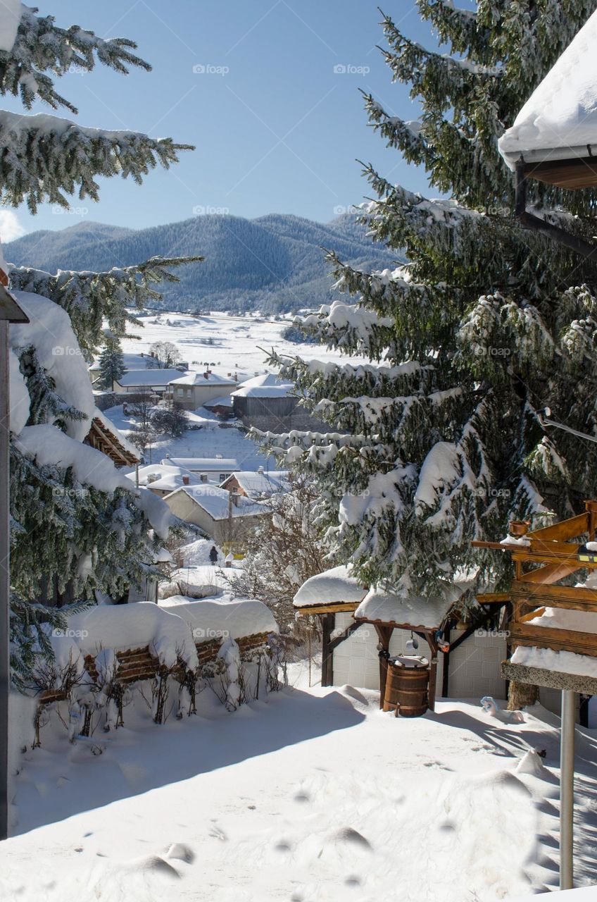 Winter landscape, Ravnogor Village, Bulgaria