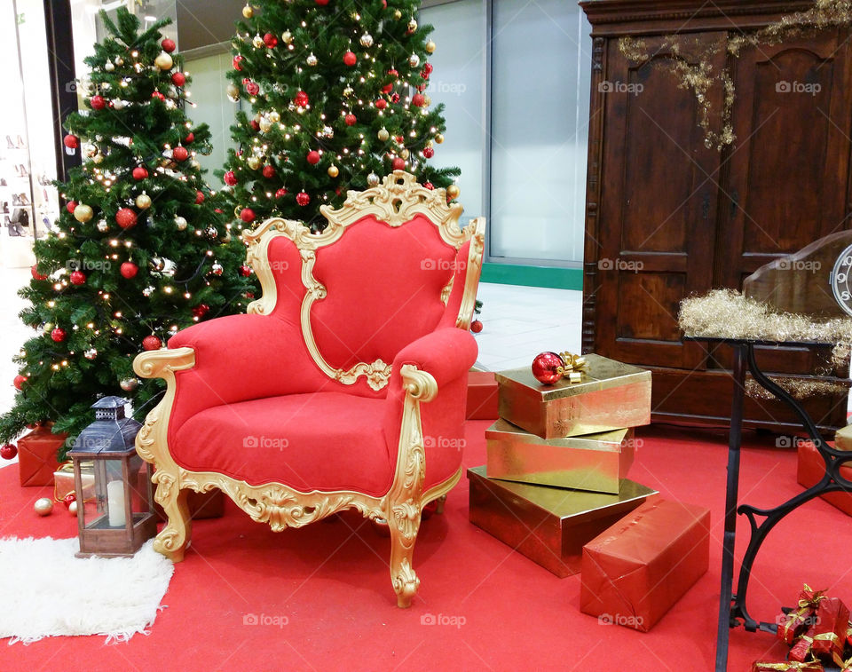 red chair. christmas time