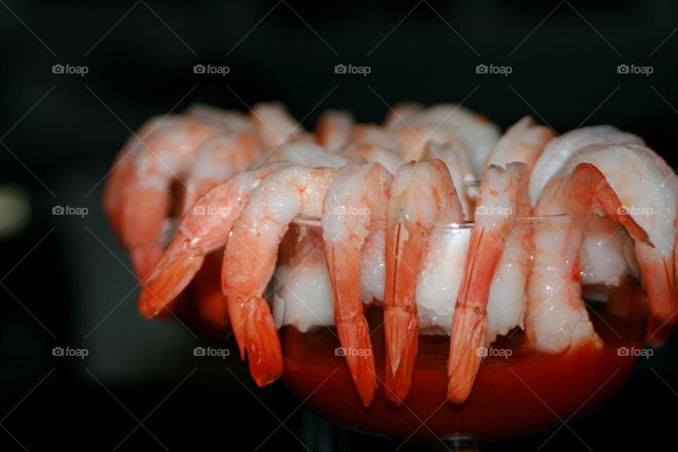 Close-up of shrimp cocktail