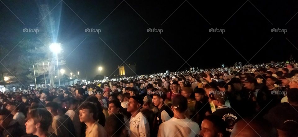 Beautiful crowd of people in festival of international music at essaouira city in Morocco.