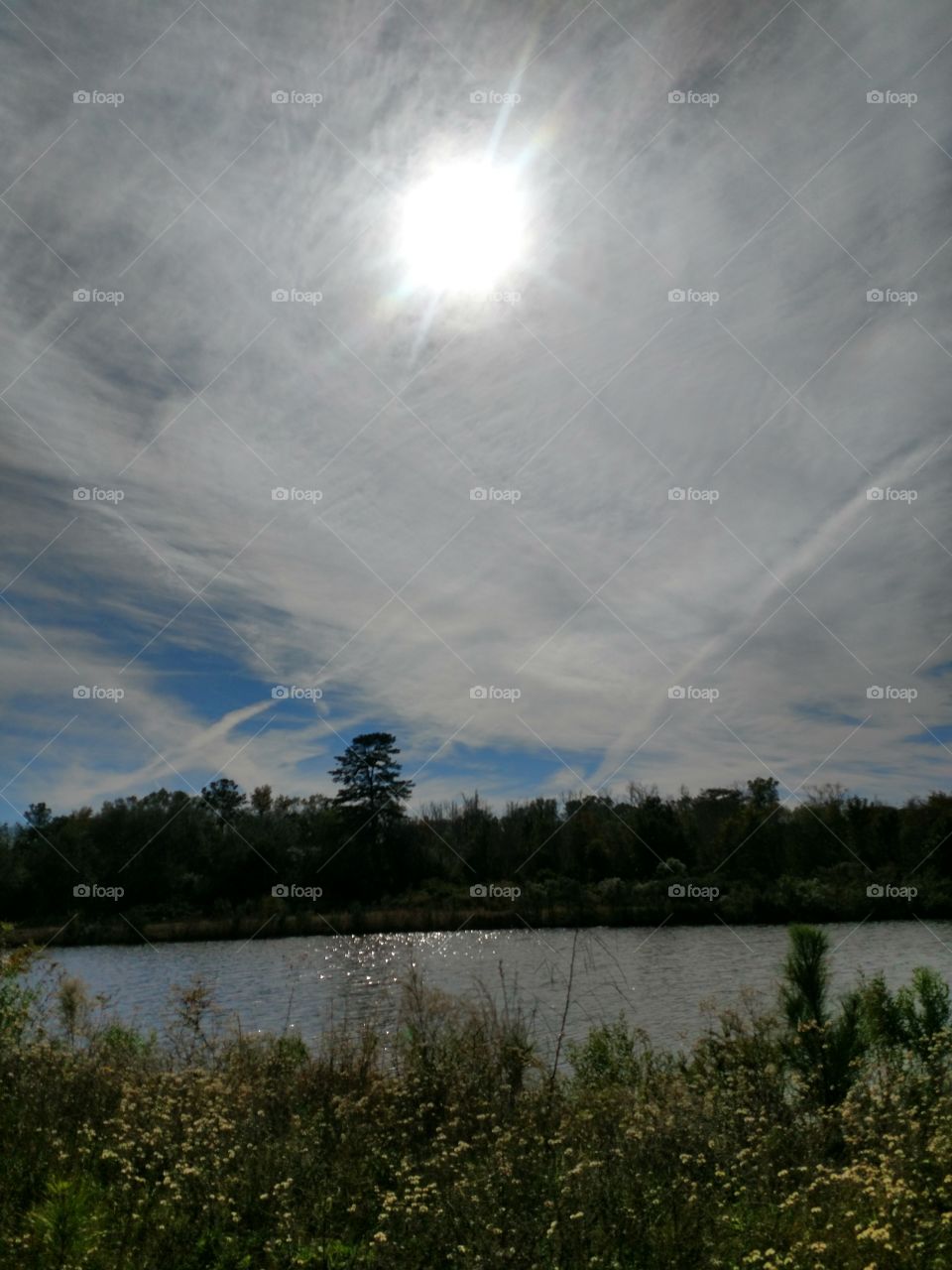 sky, sun, water, reflection, outdoors