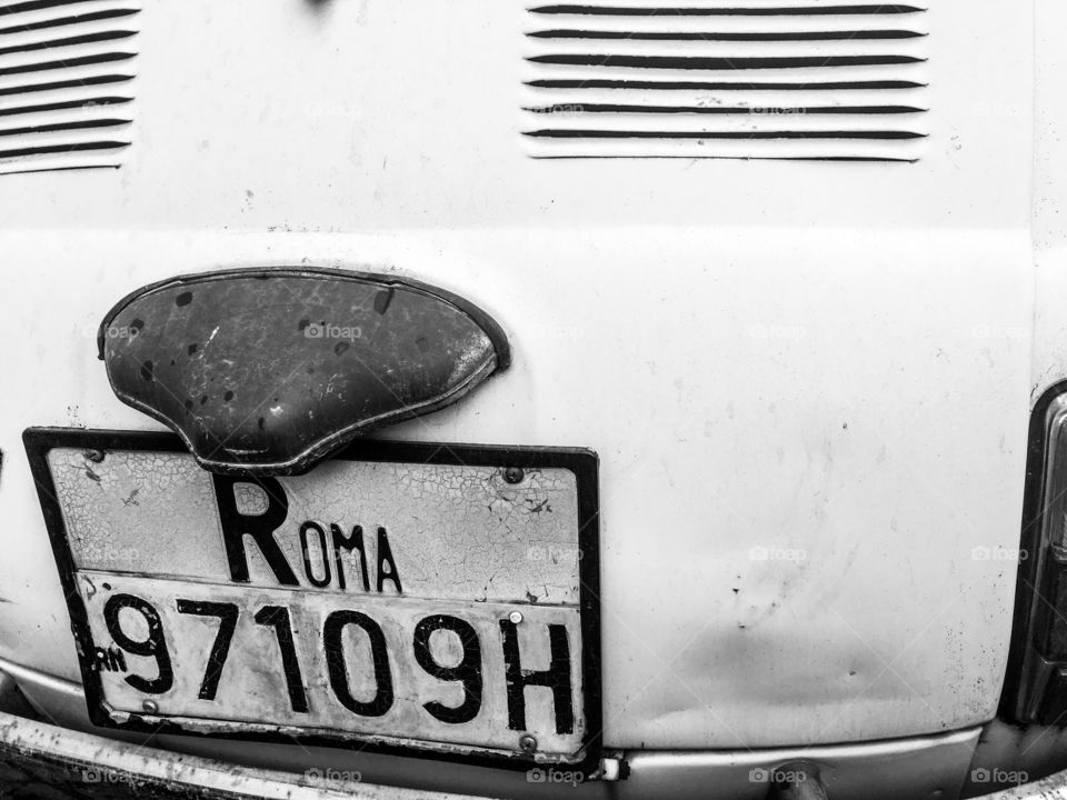 The old license plate number, Rome, Italy. 