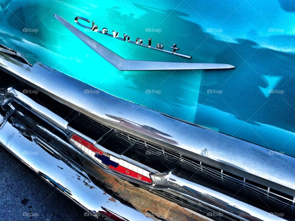 Gotta love a classic . Classic Chevy Impala at a car show