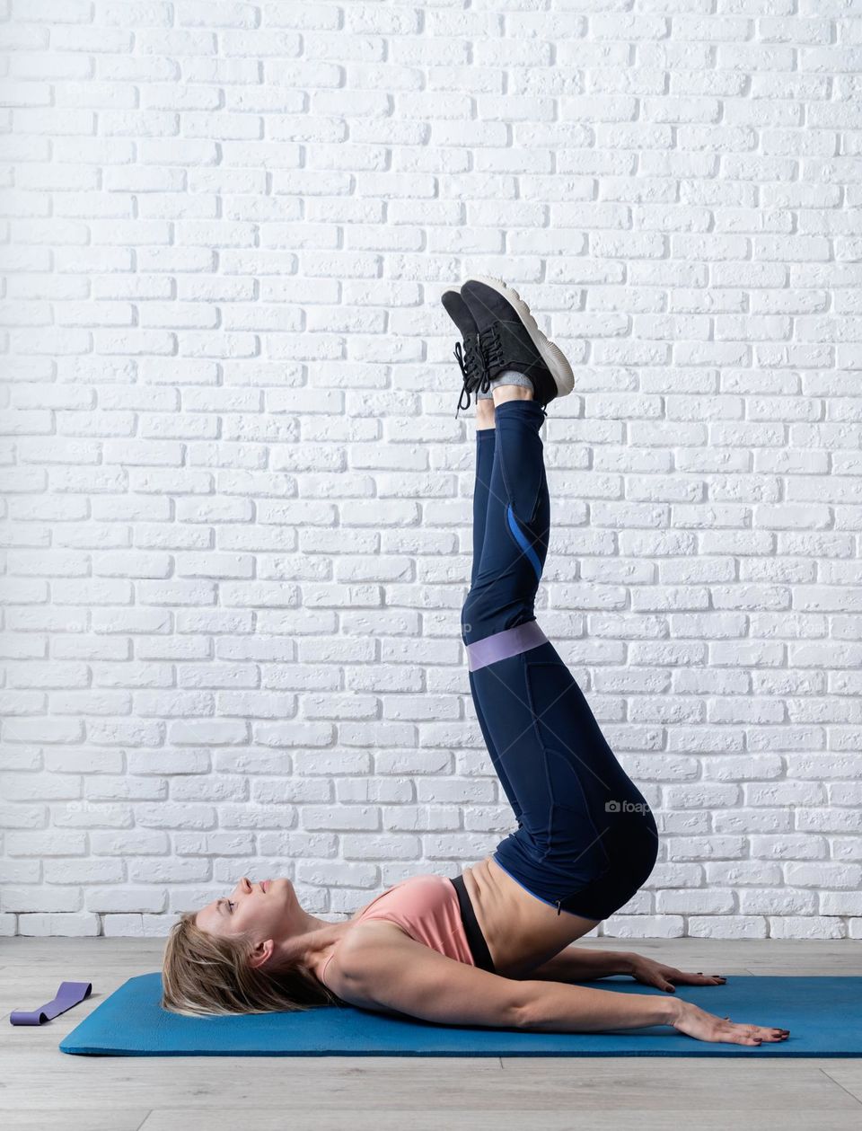 woman working out at home