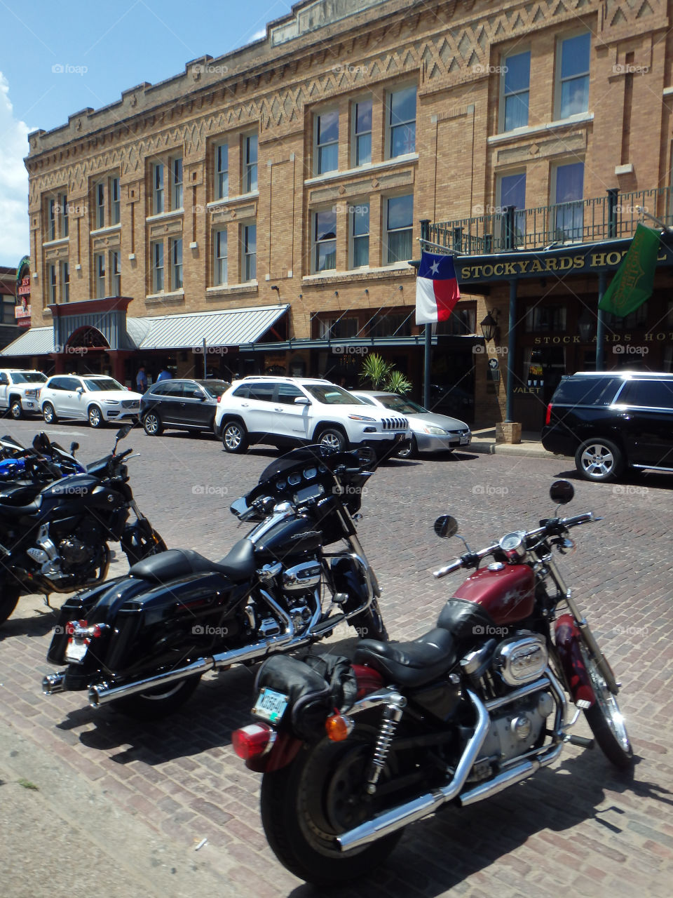 Fort Worth stockyards hotel and motorcycles