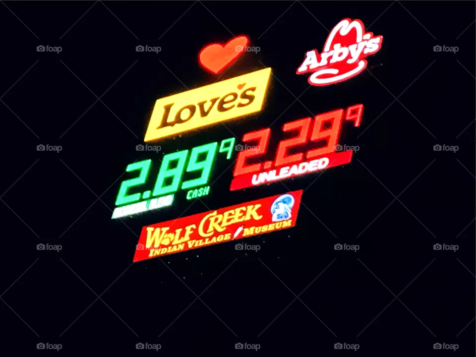 Love’s Gas Station Sign at Night 
