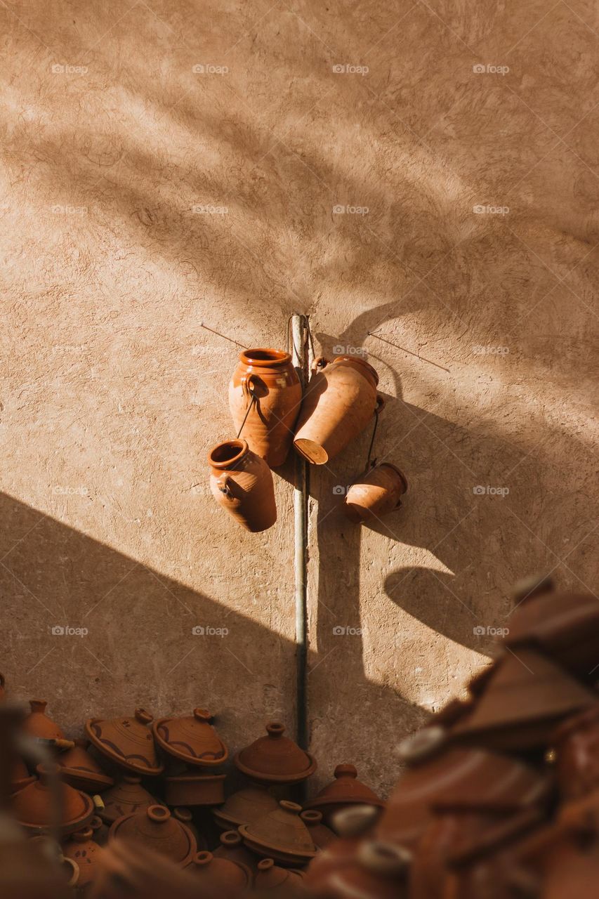 A beautiful picture that expresses the authentic Moroccan heritage, the place of the tajine and tanjia industry