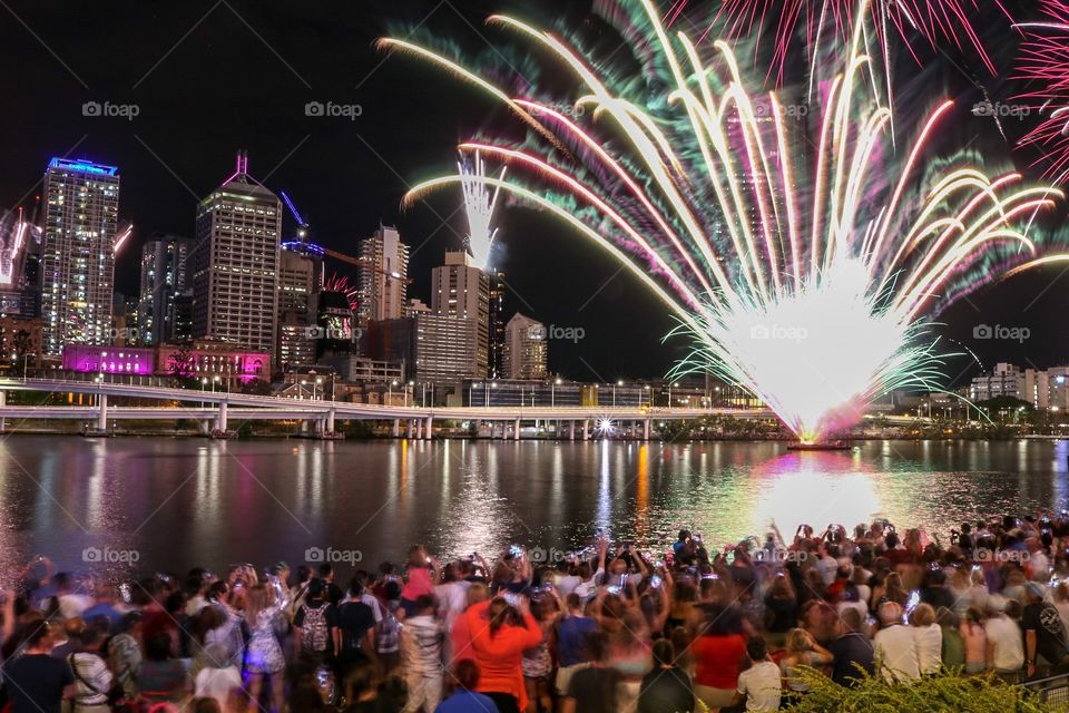 Fireworks by the river 