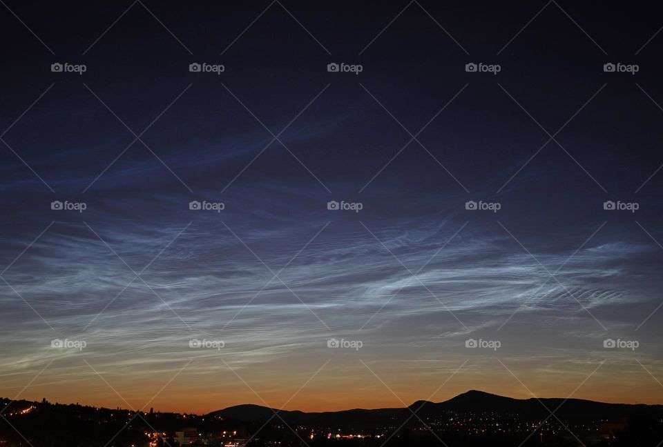 Night shining clouds in Budapest