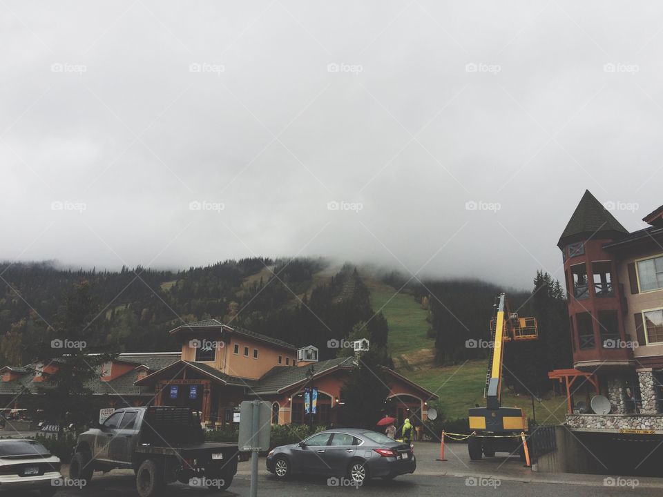 Cloudy day at sunpeaks ski resort! 