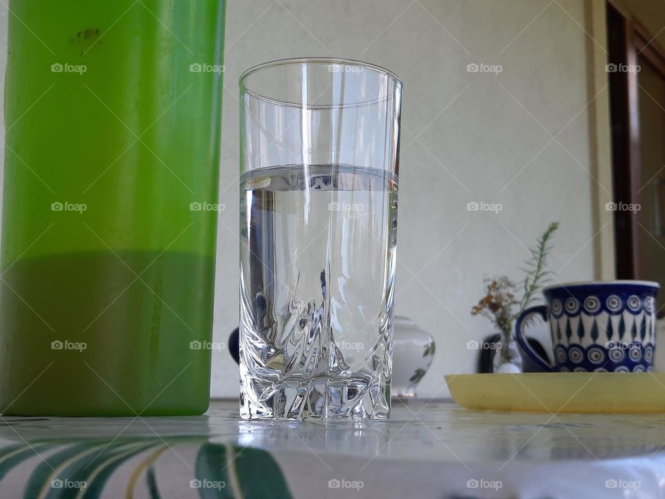 glass of water in summer