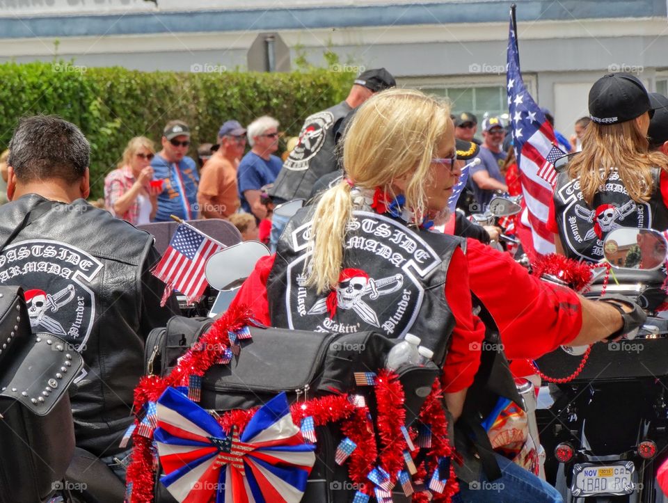 American Motorcycle Gang. Patriotic Motorcycle Riders
