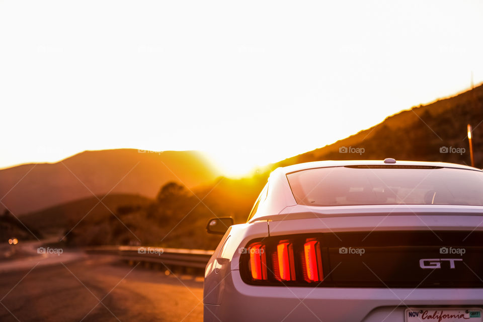 My Mustang GT in the mountains of Southern Nevada at sunset. 🚘🌄