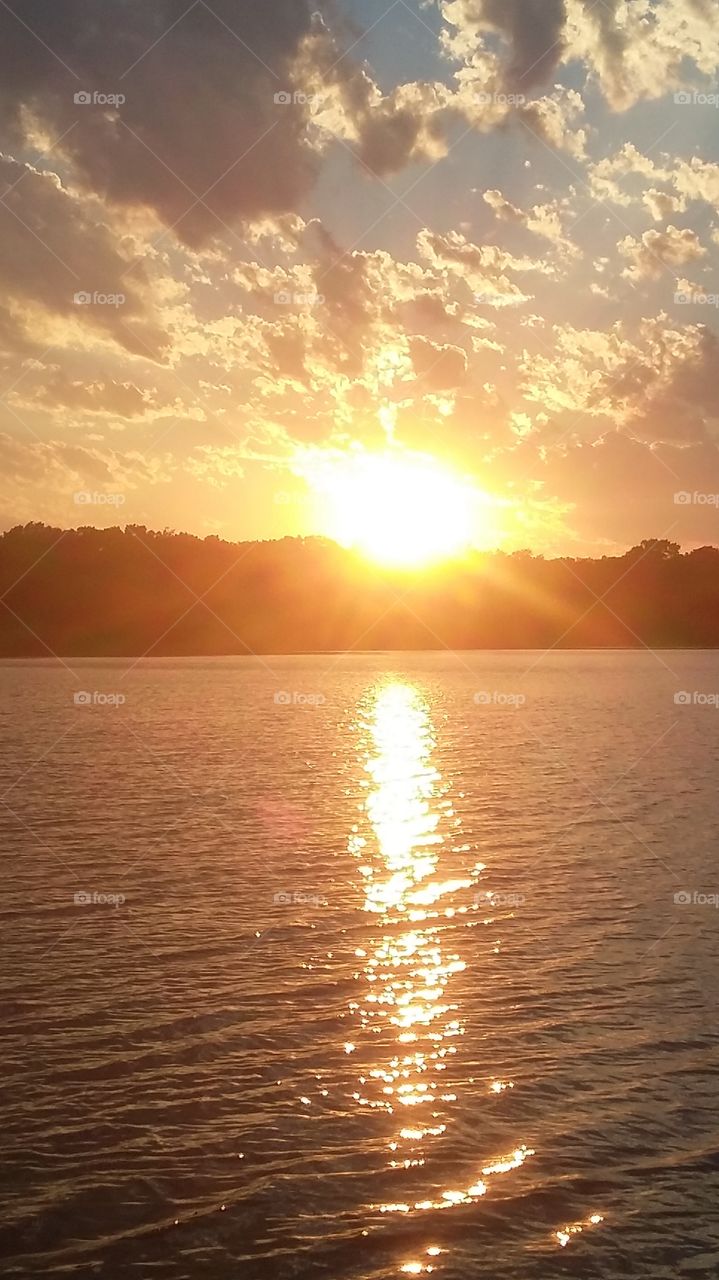 sunset over water