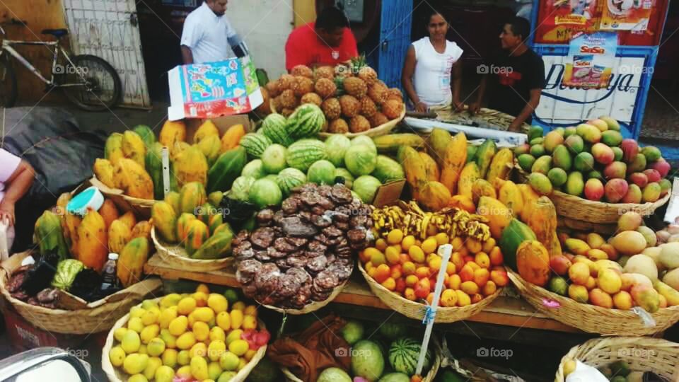 Variety of fruits in market for sale