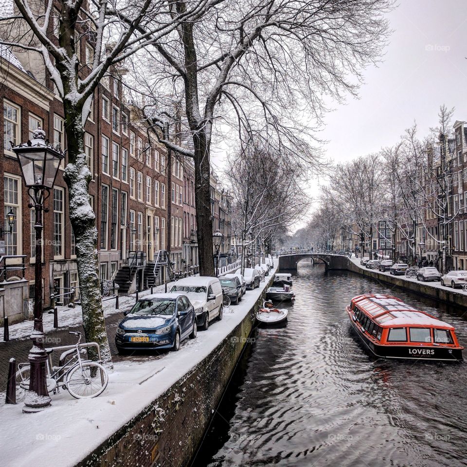 Snow in Amsterdam, Leidsegracht