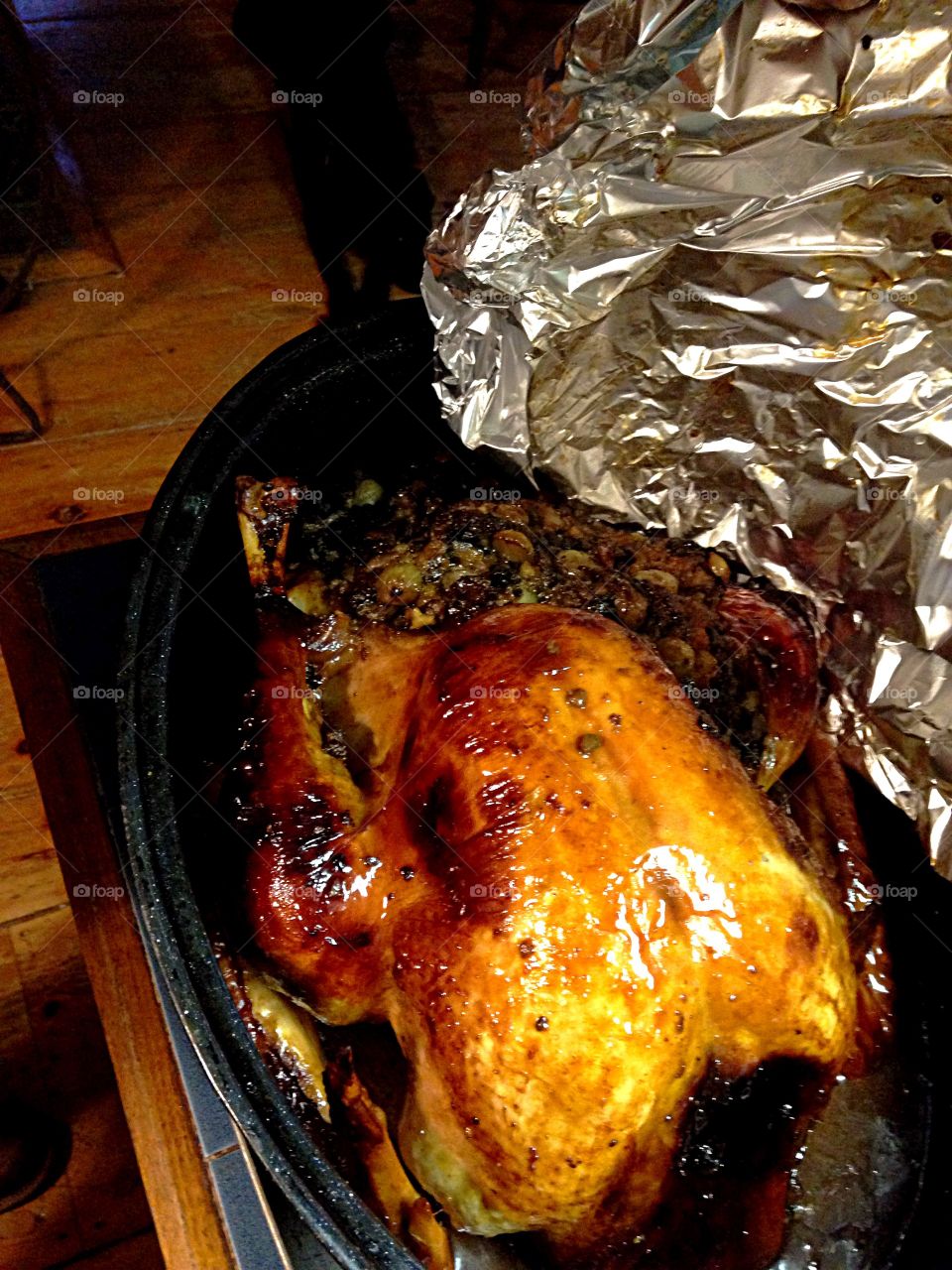 The Turkey. Roasted turkey just out of oven
