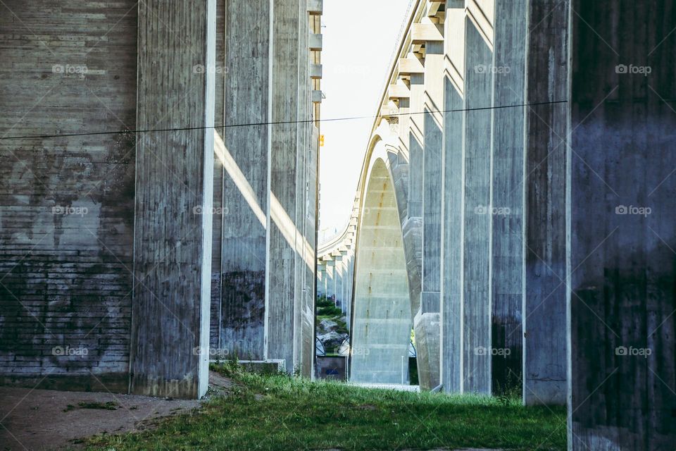 Between and under the bridges constructed of concrete 