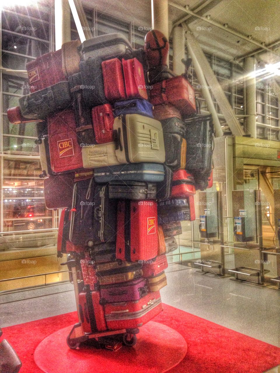 Too much luggage. Luggage installation at pearson airport