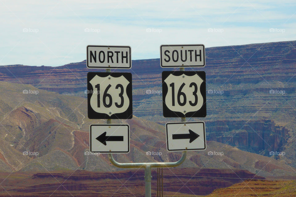 Important directional signs on a road in Utah,United states