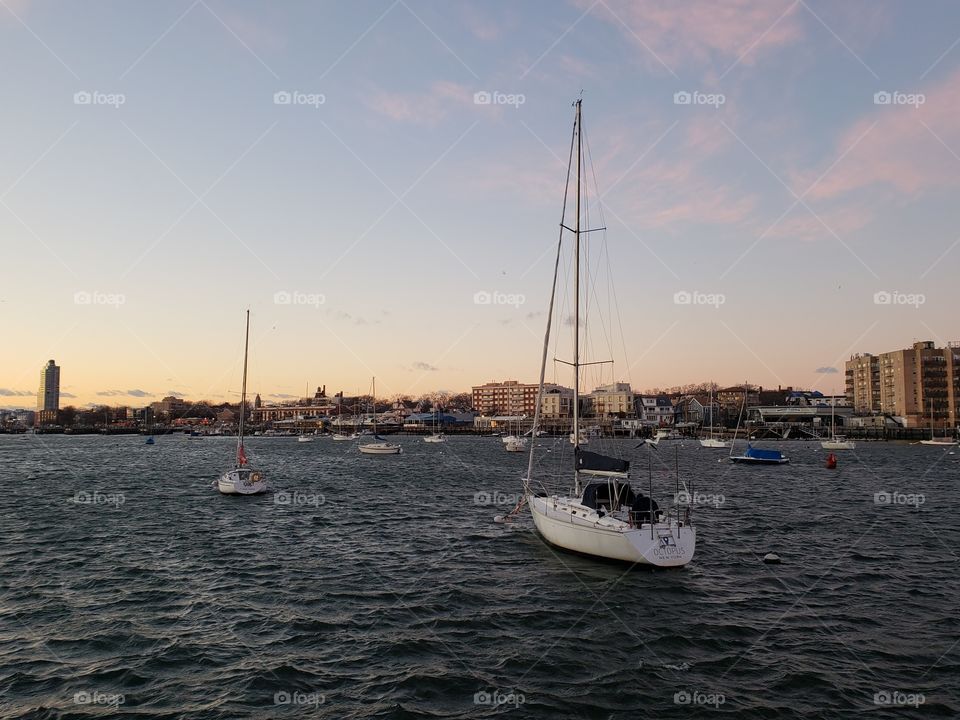 Boats in cold winter