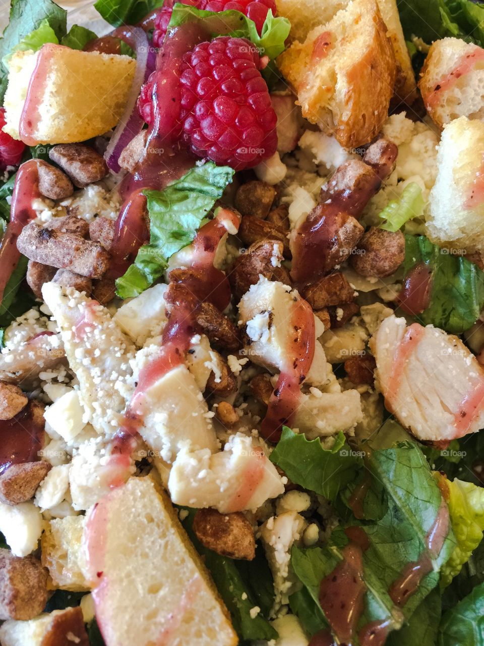 Raspberry Chicken and Nut Salad