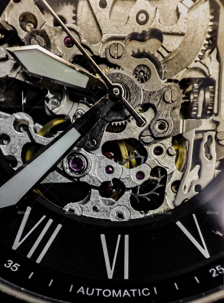 Macro shot of a mechanical watch