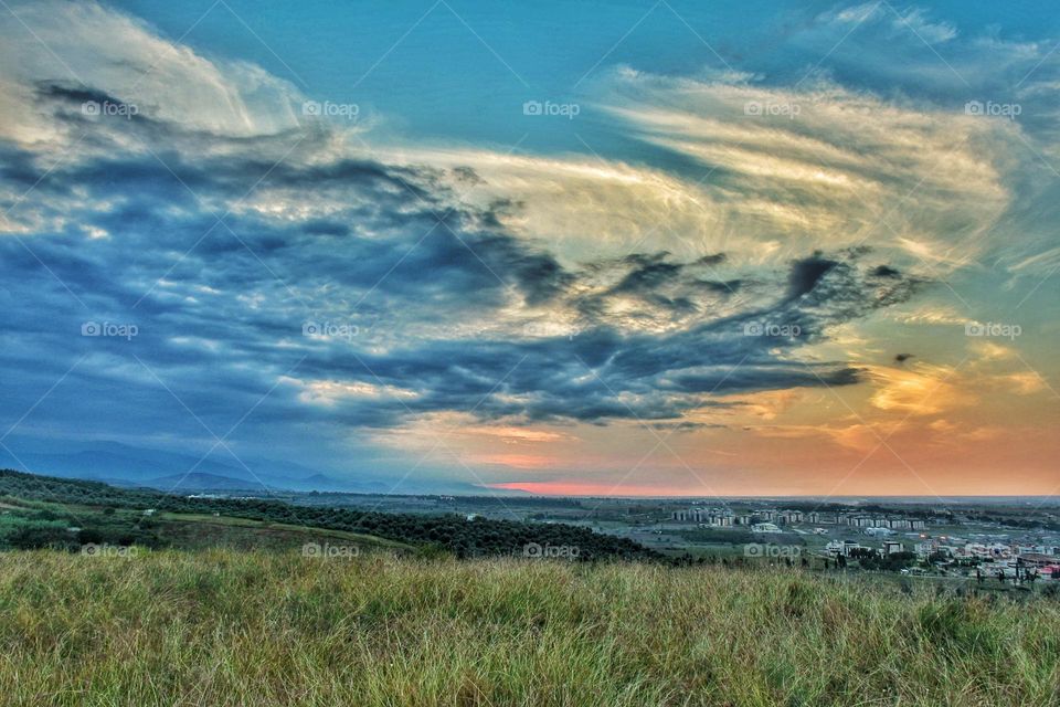 sundown in landscape